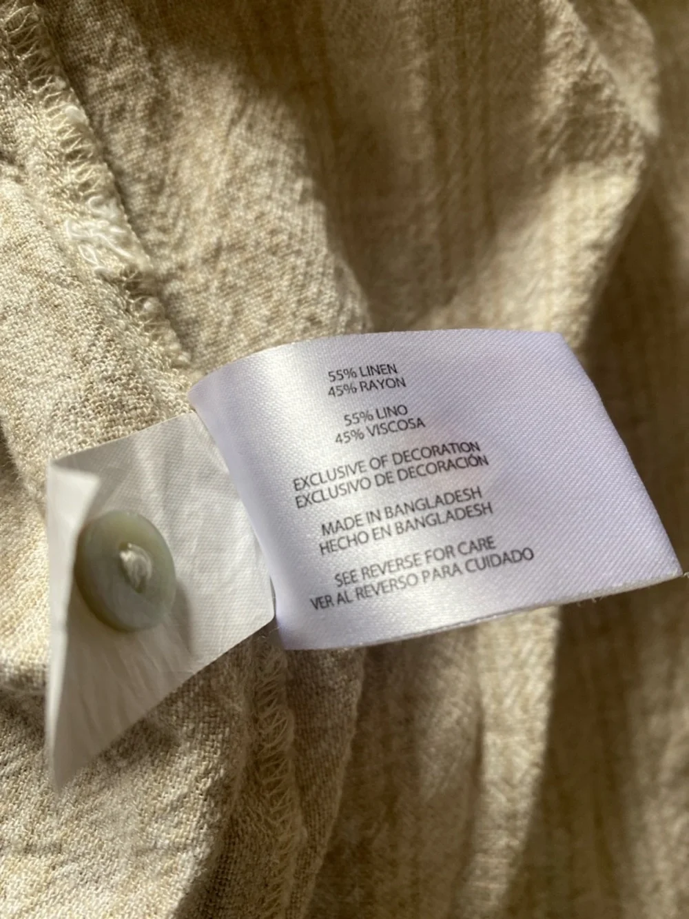 Orvis Women's Light Beige Striped linen blend Button-Down Shirt - Picture 4 of 6